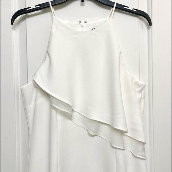 ADRIANNA PAPELL Asymmetrical-hem Halter Cocktail Dress in White Size 8 - Picture 5 of 9